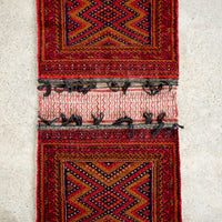 Antique Red Afghan Baluchistan Wool Tribal Saddlebag Rug