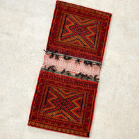 Antique Red Afghan Baluchistan Wool Tribal Saddlebag Rug