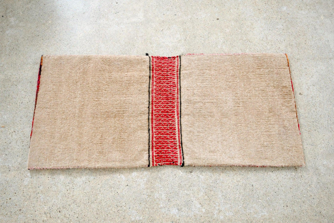 Antique Red Afghan Baluchistan Wool Tribal Saddlebag Rug