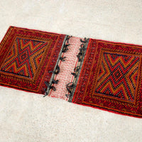 Antique Red Afghan Baluchistan Wool Tribal Saddlebag Rug