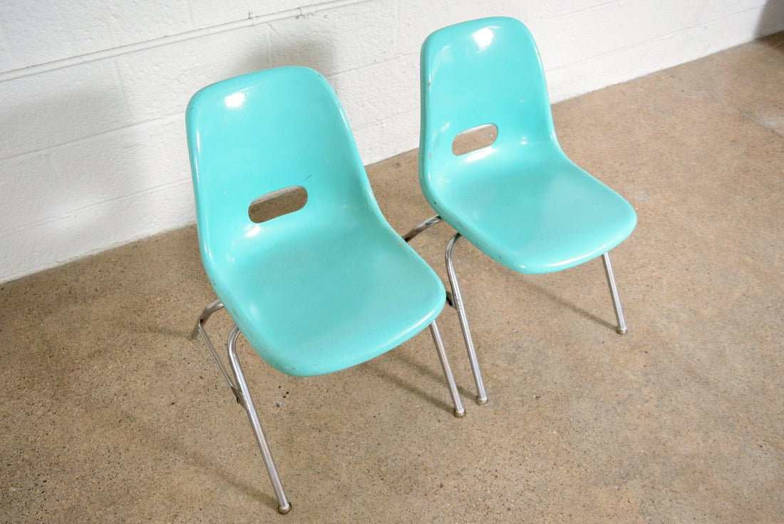 Mid Century Blue Krueger Fiberglass Shell Child's Chair