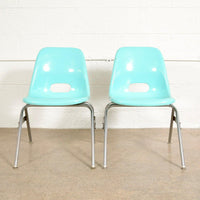 Mid Century Blue Krueger Fiberglass Shell Child's Chair