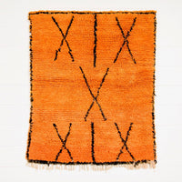 Vintage Moroccan Orange Azilal Wool Floor Rug