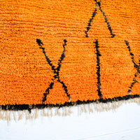 Vintage Moroccan Orange Azilal Wool Floor Rug