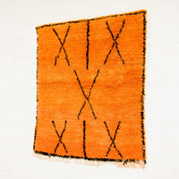 Vintage Moroccan Orange Azilal Wool Floor Rug