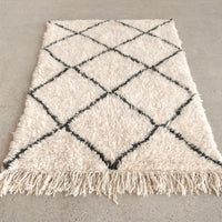 Vintage Moroccan Beni Ourain Small Accent Floor Rug