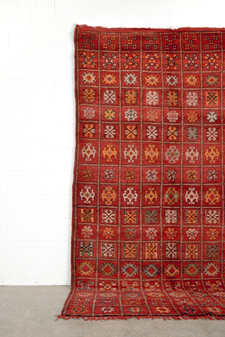 Vintage Moroccan Red Boujad Wool Floor Area Rug