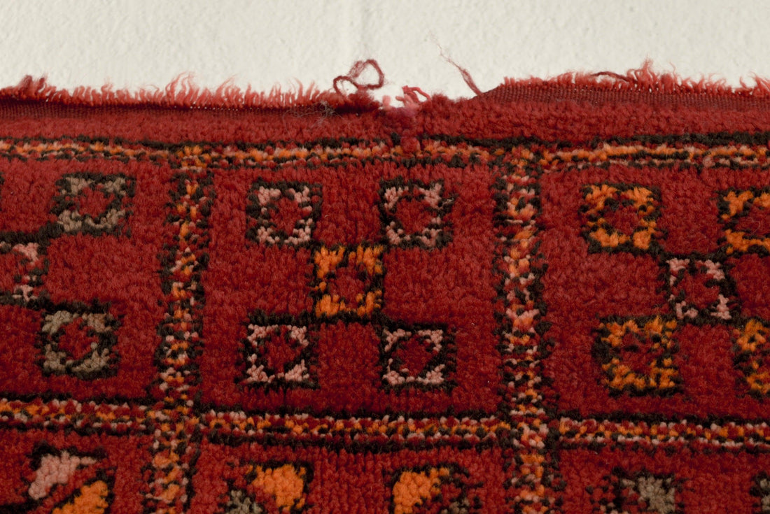 Vintage Moroccan Red Boujad Wool Floor Area Rug