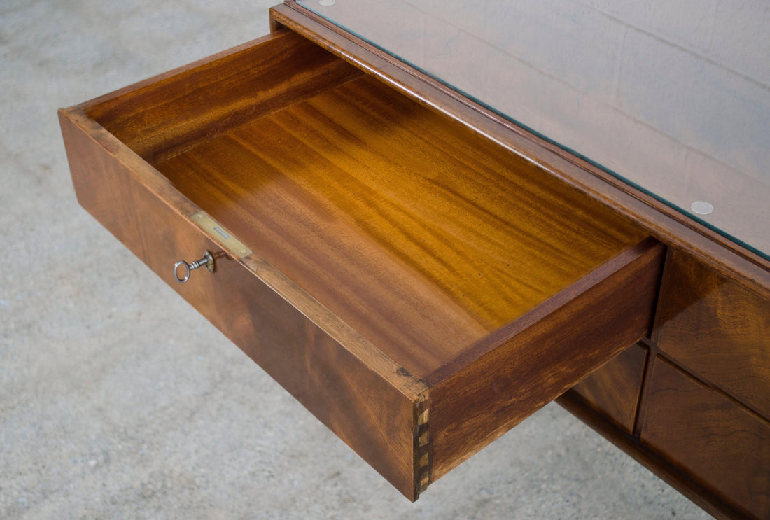 Mid Century Burl Wood Sideboard Credenza, 1960s