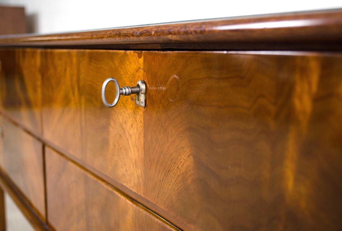 Mid Century Burl Wood Sideboard Credenza, 1960s