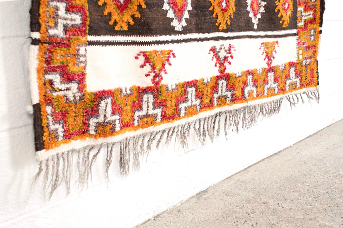 Vintage Mid Century Moroccan Tribal Berber Wool Floor Rug
