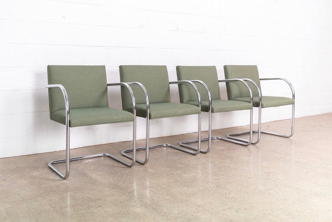 Mies van der Rohe Bauhaus Green Brno Tubular Cantilever Chairs