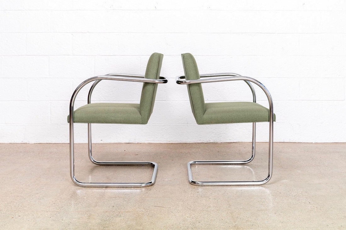 Mies van der Rohe Bauhaus Green Brno Tubular Cantilever Chairs