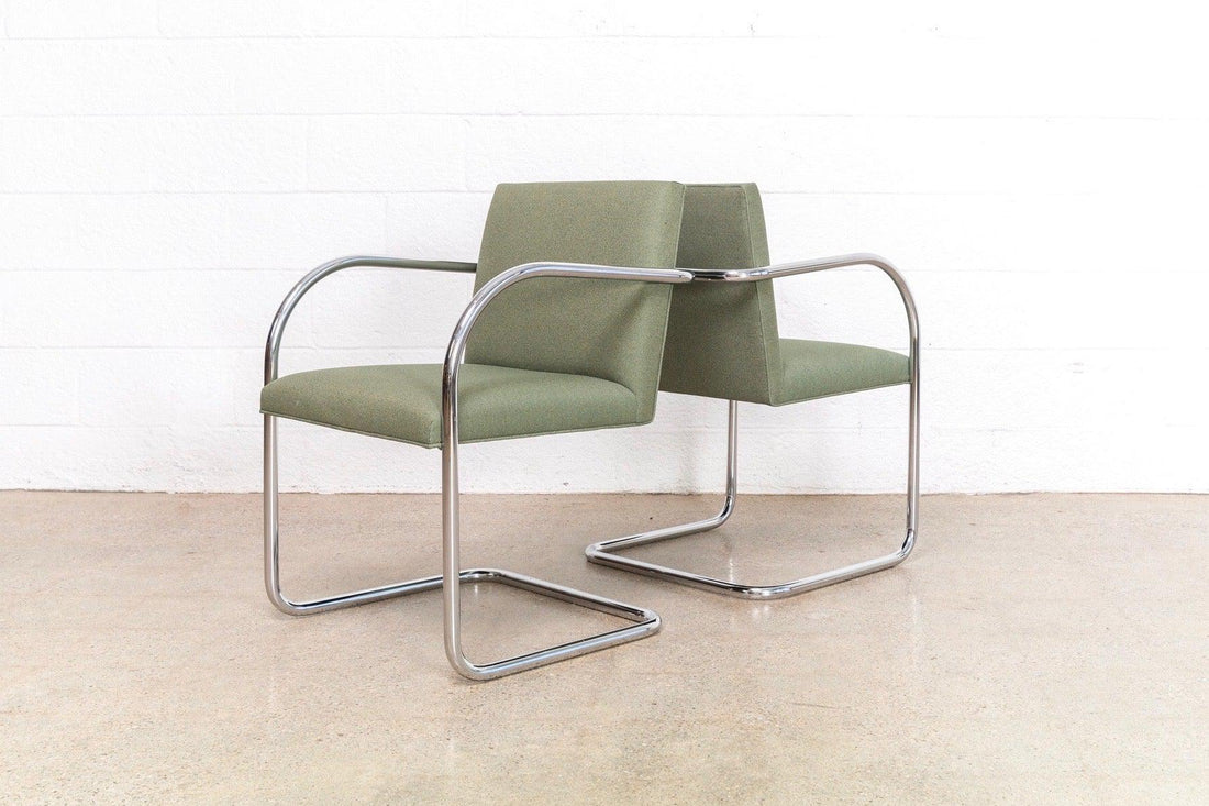 Mies van der Rohe Bauhaus Green Brno Tubular Cantilever Chairs