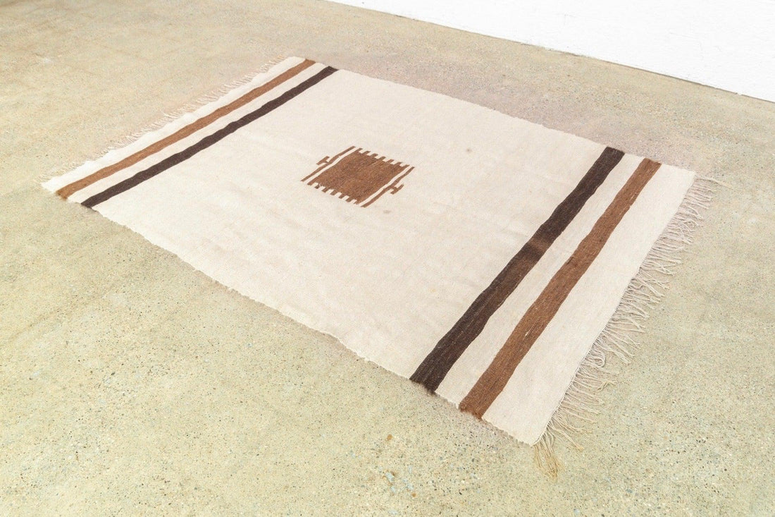 Vintage Turkish Goat Hair Kilim Rug or Blanket