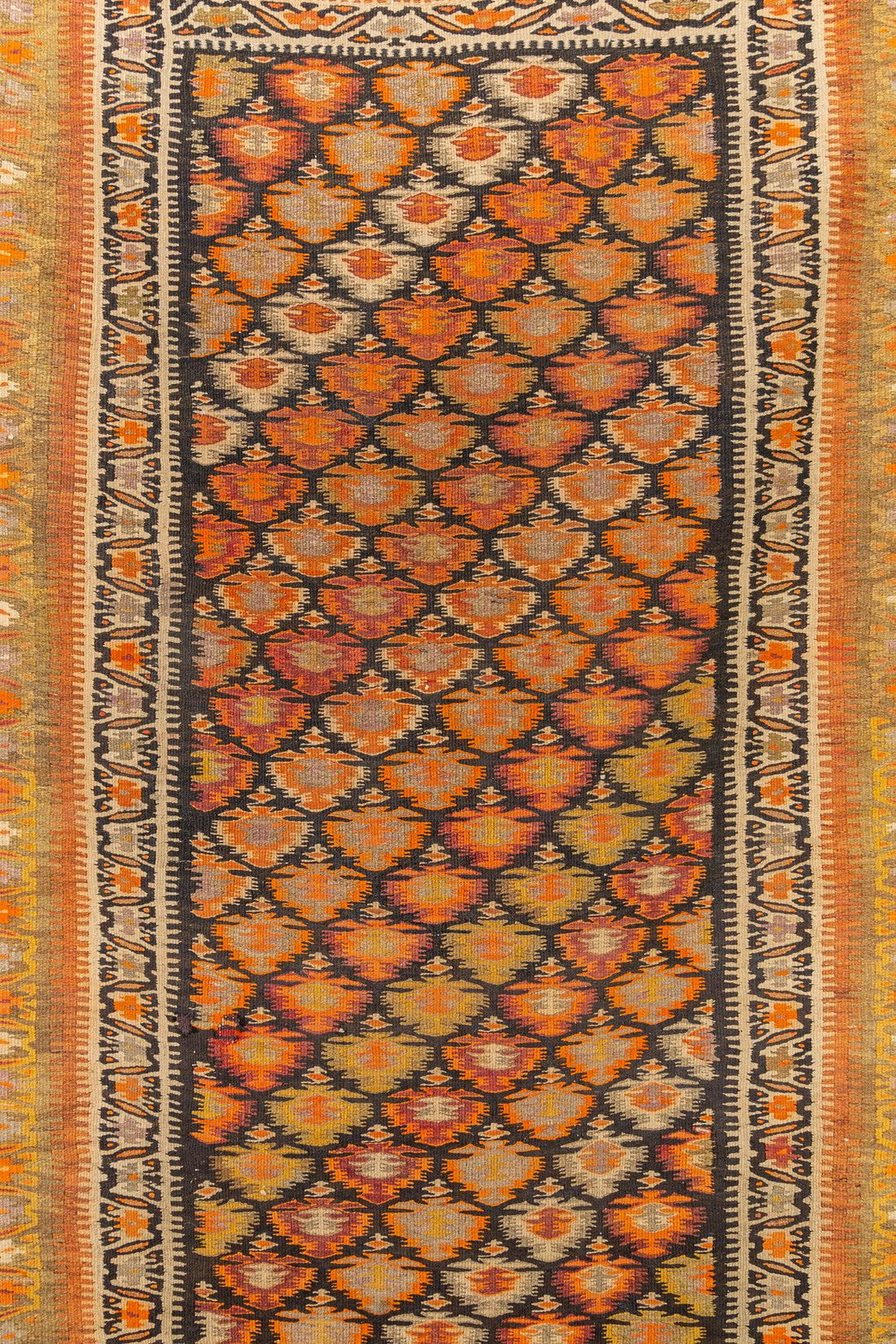 Antique Persian Veramin Kilim Orange Wool Floor Rug