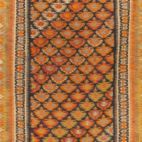 Antique Persian Veramin Kilim Orange Wool Floor Rug