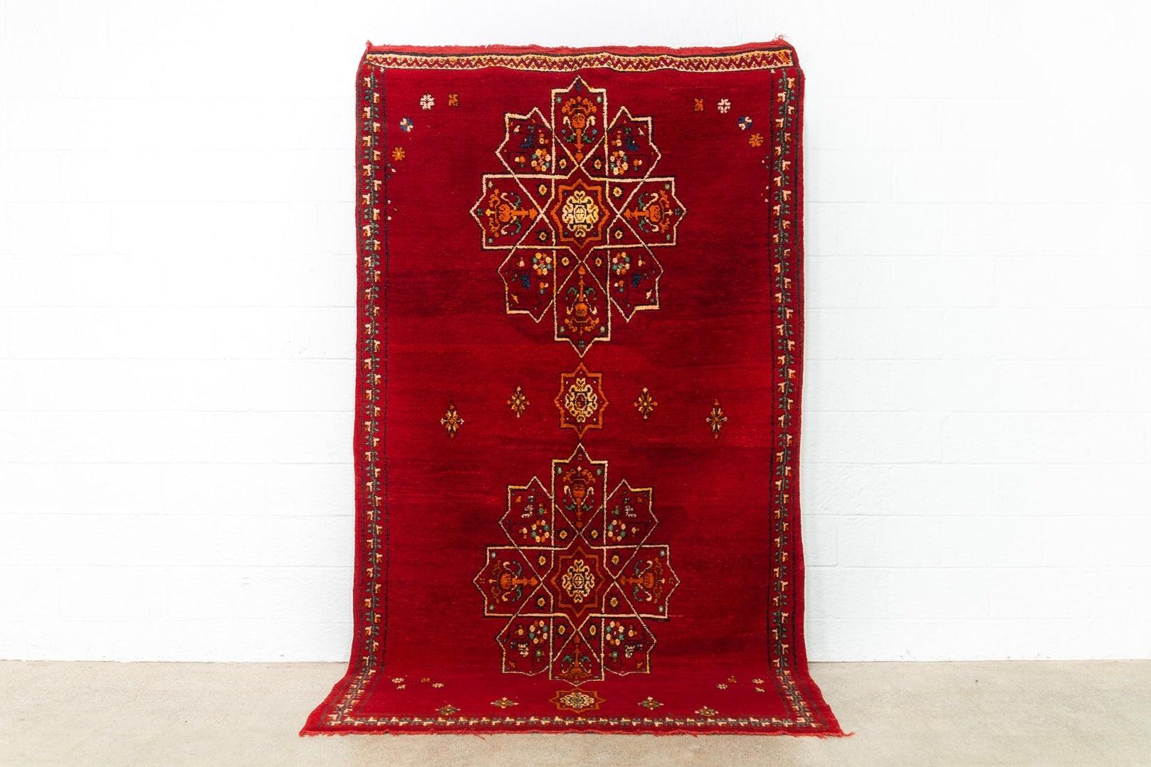 Vintage Moroccan Handmade Red Berber Wool Floor Rug 6 x 10 – capsule