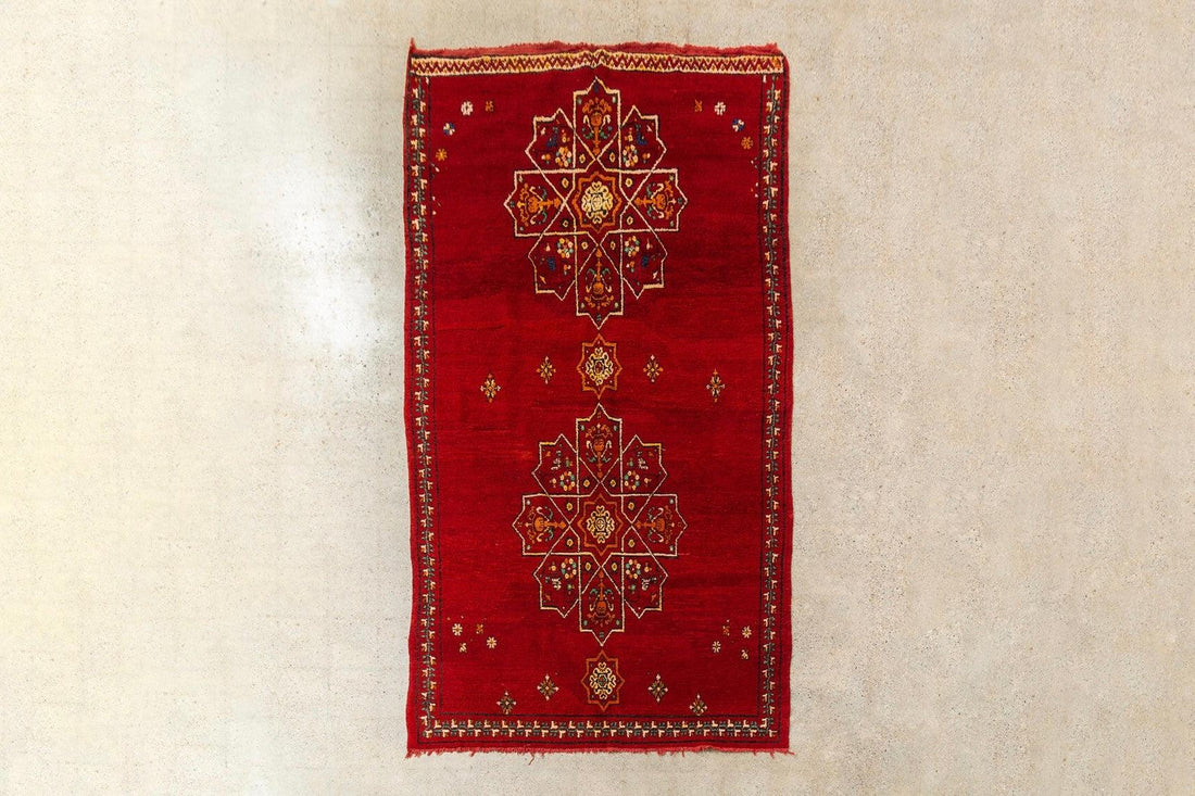 Vintage Mid Century Moroccan Red Berber Wool Floor Rug