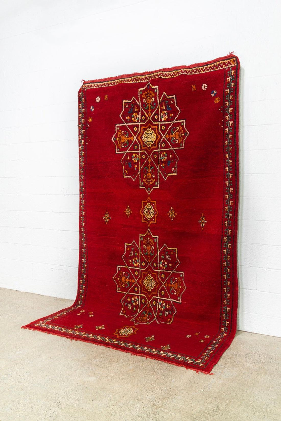 Vintage Mid Century Moroccan Red Berber Wool Floor Rug