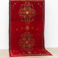 Vintage Mid Century Moroccan Red Berber Wool Floor Rug