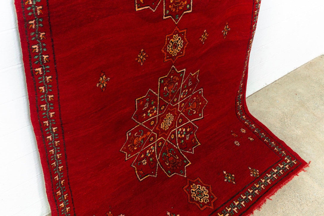 Vintage Mid Century Moroccan Red Berber Wool Floor Rug