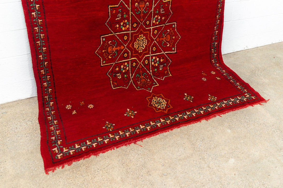 Vintage Mid Century Moroccan Red Berber Wool Floor Rug