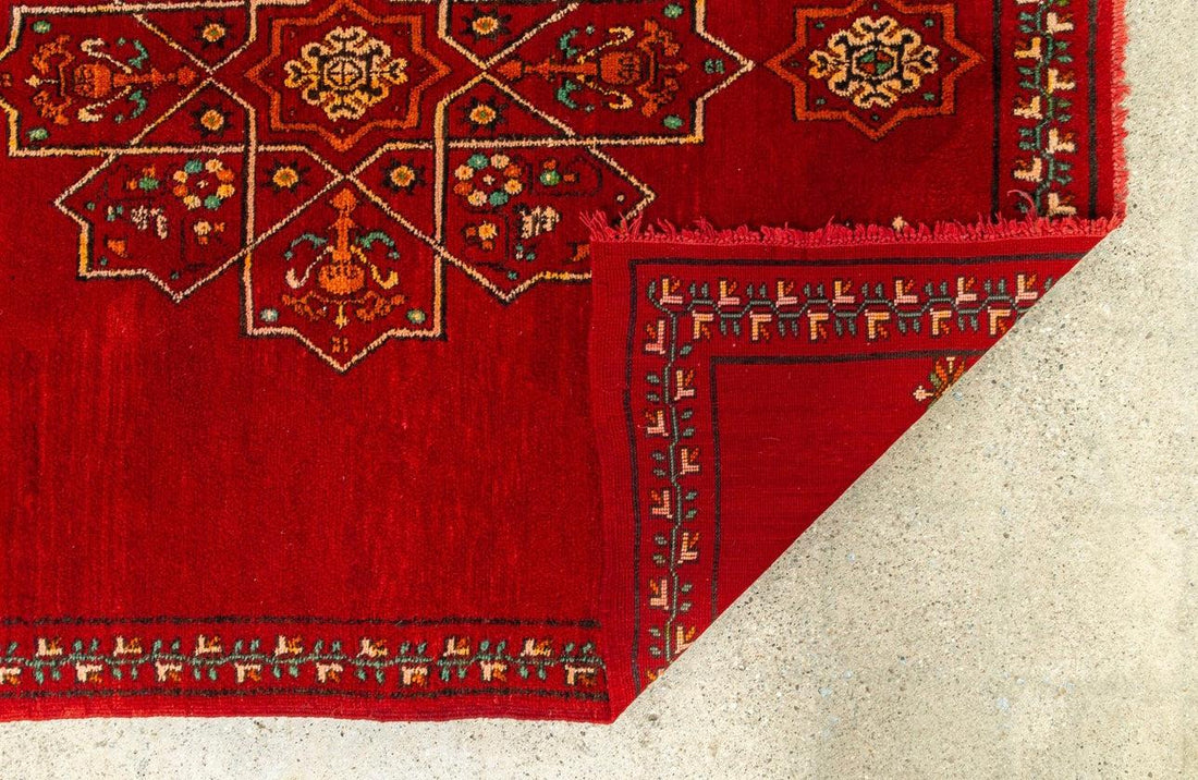 Vintage Mid Century Moroccan Red Berber Wool Floor Rug