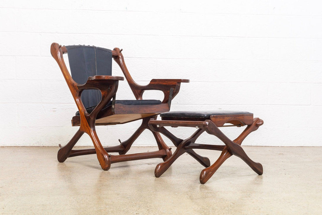 Mid Century Mexican Modern Swinger Lounge Chair with Ottoman by Don Shoemaker