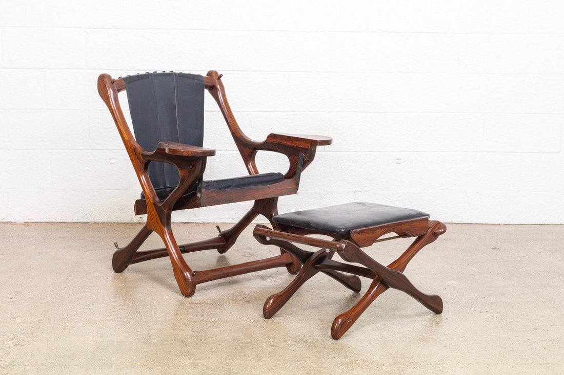 Mid Century Mexican Modern Swinger Lounge Chair with Ottoman by Don Shoemaker