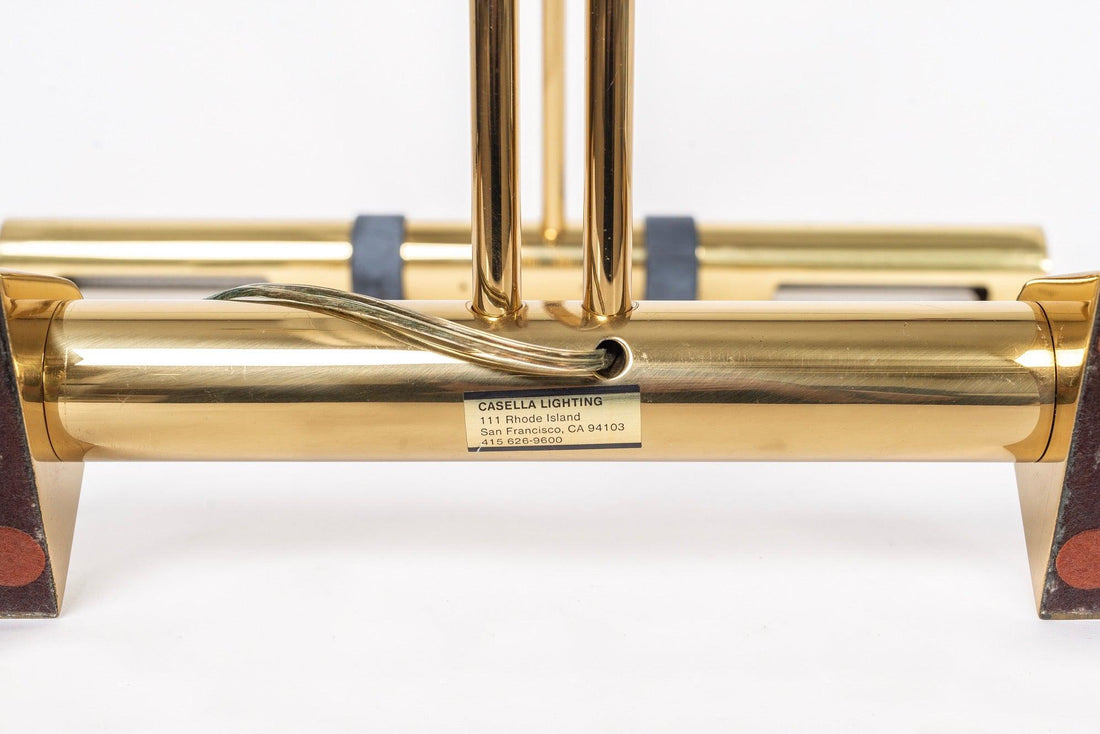 Postmodern Casella Lighting 1970s Tubular Brass Table Lamp