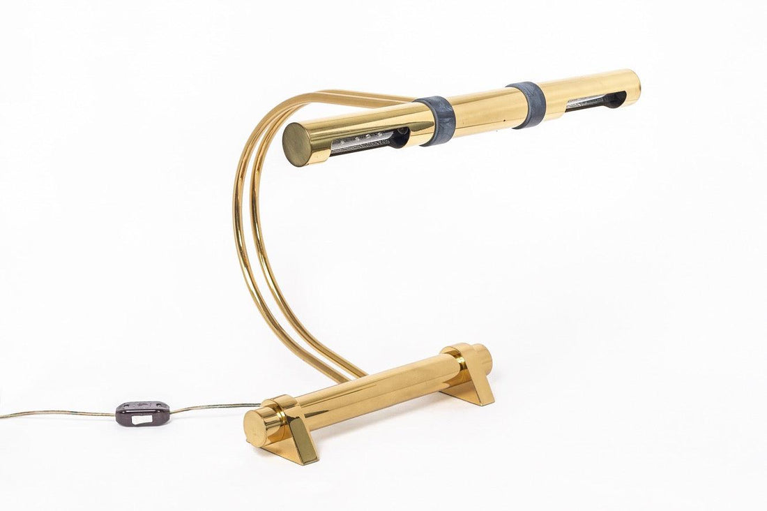 Postmodern Casella Lighting 1970s Tubular Brass Table Lamp