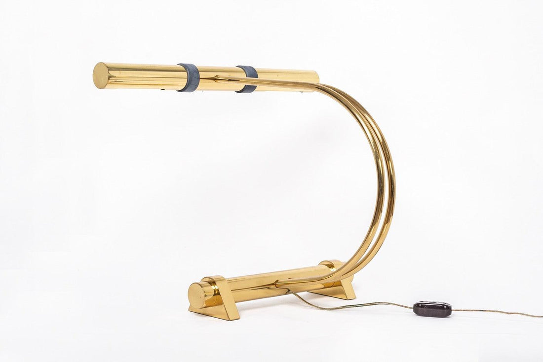 Postmodern Casella Lighting 1970s Tubular Brass Table Lamp