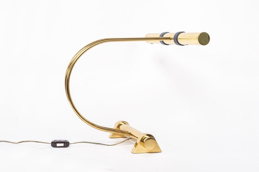 Postmodern Casella Lighting 1970s Tubular Brass Table Lamp
