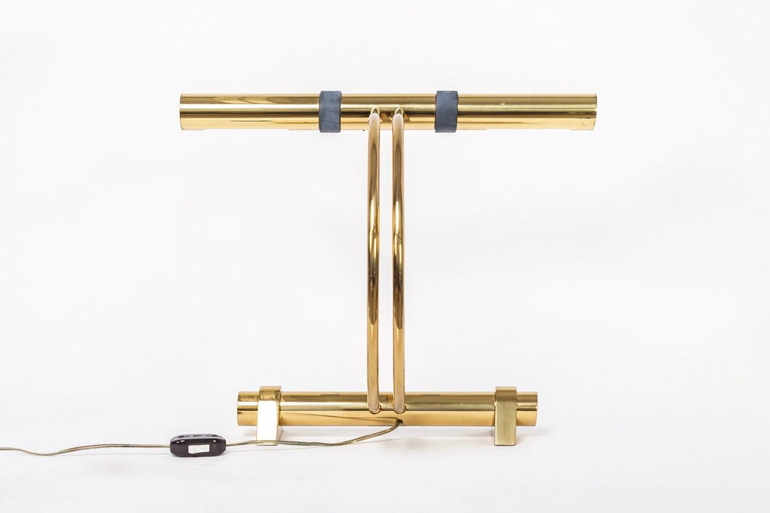 Postmodern Casella Lighting 1970s Tubular Brass Table Lamp