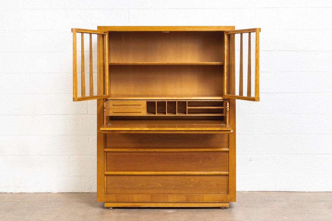 Mid Century Robsjohn-Gibbings for Widdicomb Walnut Secretary Cabinet