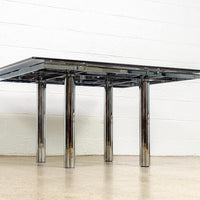 Mid Century Tobia Scarpa for Knoll Andre Square Glass & Chrome Dining Table