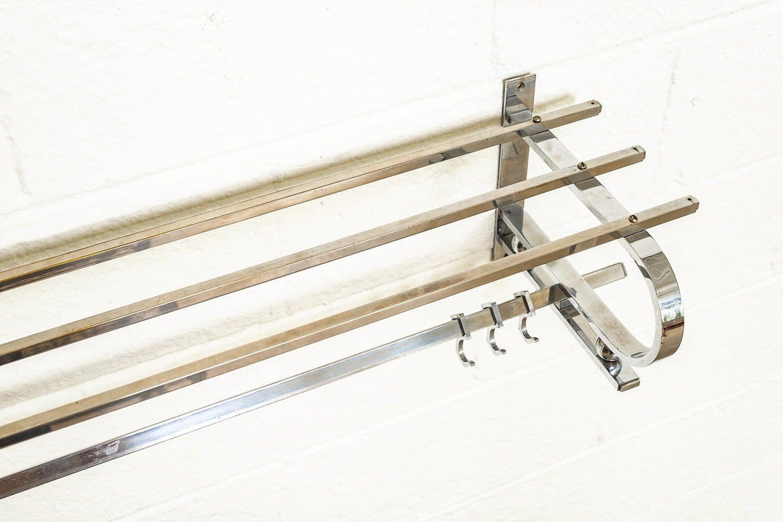 Vintage Antique Art Deco Bauhaus Chrome Coat & Hat Rack, 1930s