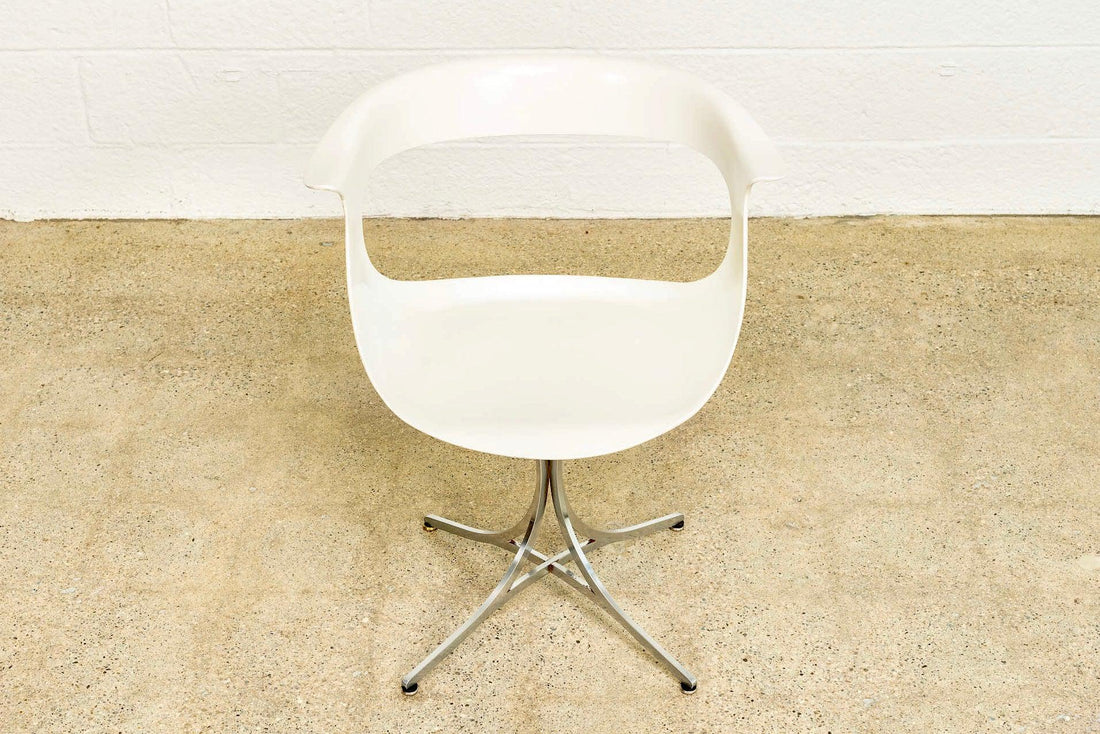 Vintage Mid Century Laverne White Lotus Arm Chair, 1950s