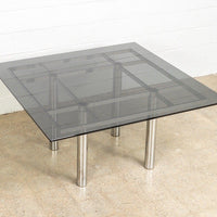 Mid Century Tobia Scarpa for Knoll Andre Square Glass & Chrome Dining Table