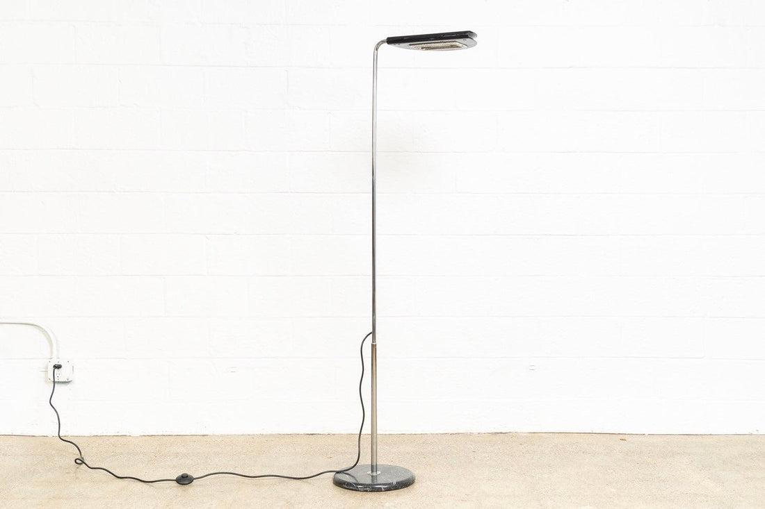 Vintage Mid Century Bruno Gecchelin Mezzaluna Black Floor Lamp