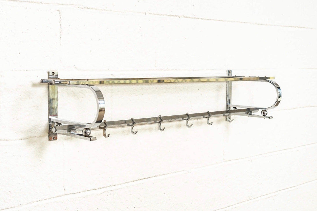 Vintage Antique Art Deco Bauhaus Chrome Coat & Hat Rack, 1930s