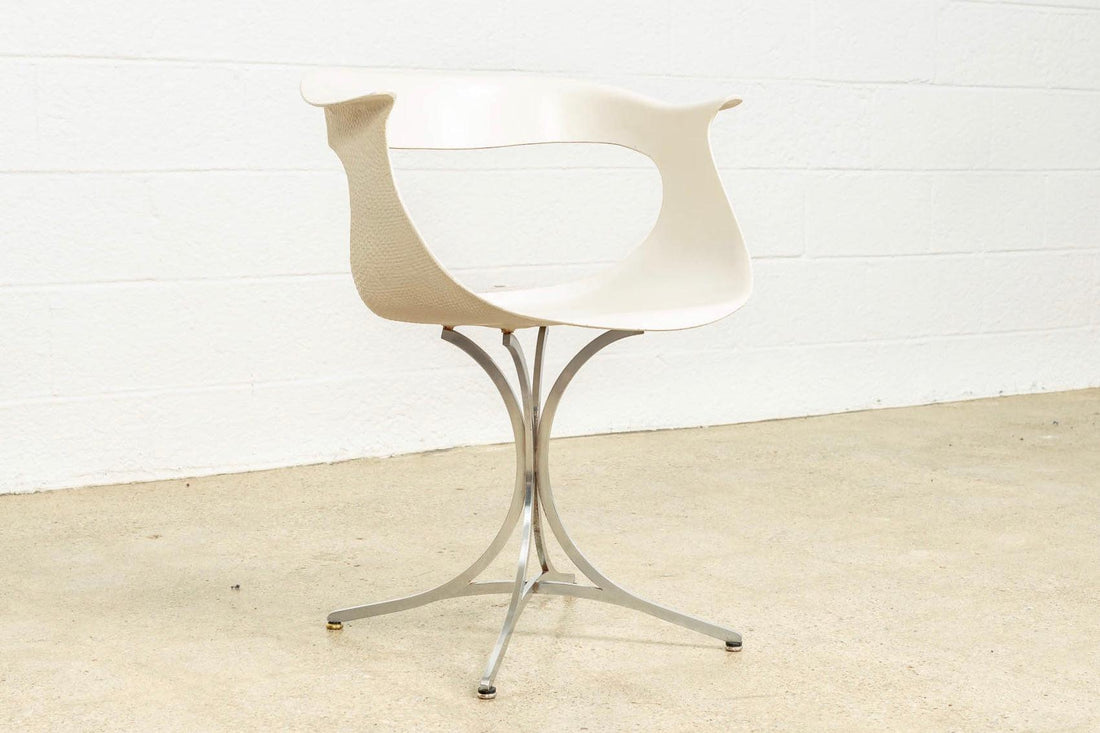 Vintage Mid Century Laverne White Lotus Arm Chair, 1950s