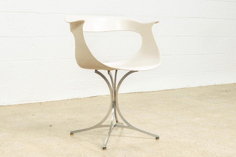 Vintage Mid Century Laverne White Lotus Arm Chair, 1950s