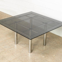 Mid Century Tobia Scarpa for Knoll Andre Square Glass & Chrome Dining Table