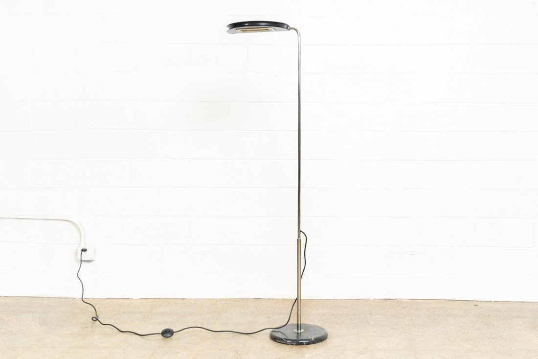 Vintage Mid Century Bruno Gecchelin Mezzaluna Black Floor Lamp