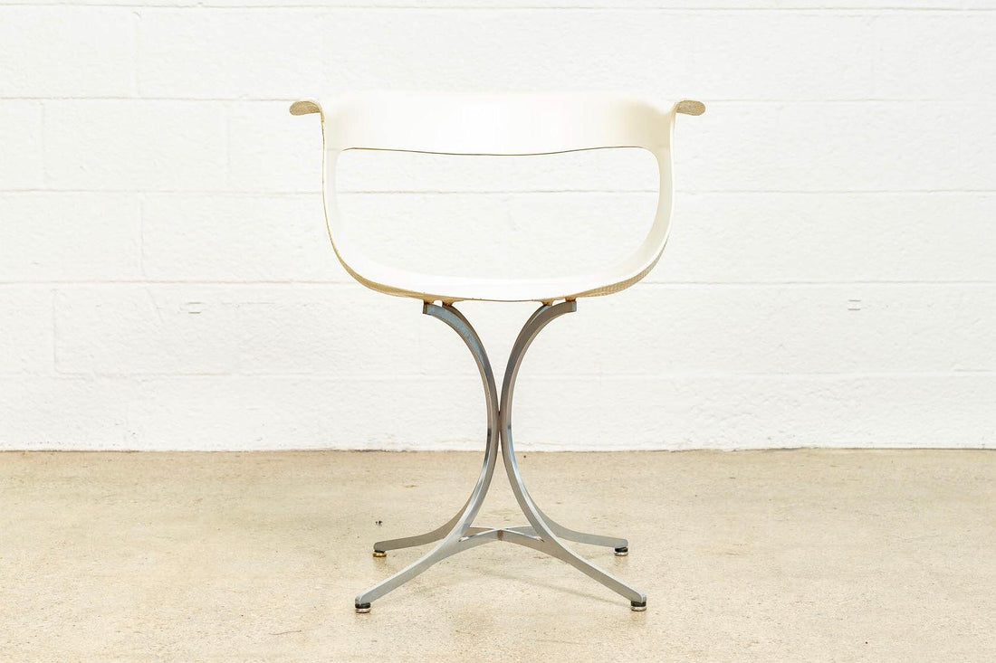 Vintage Mid Century Laverne White Lotus Arm Chair, 1950s