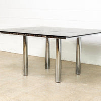 Mid Century Tobia Scarpa for Knoll Andre Square Glass & Chrome Dining Table