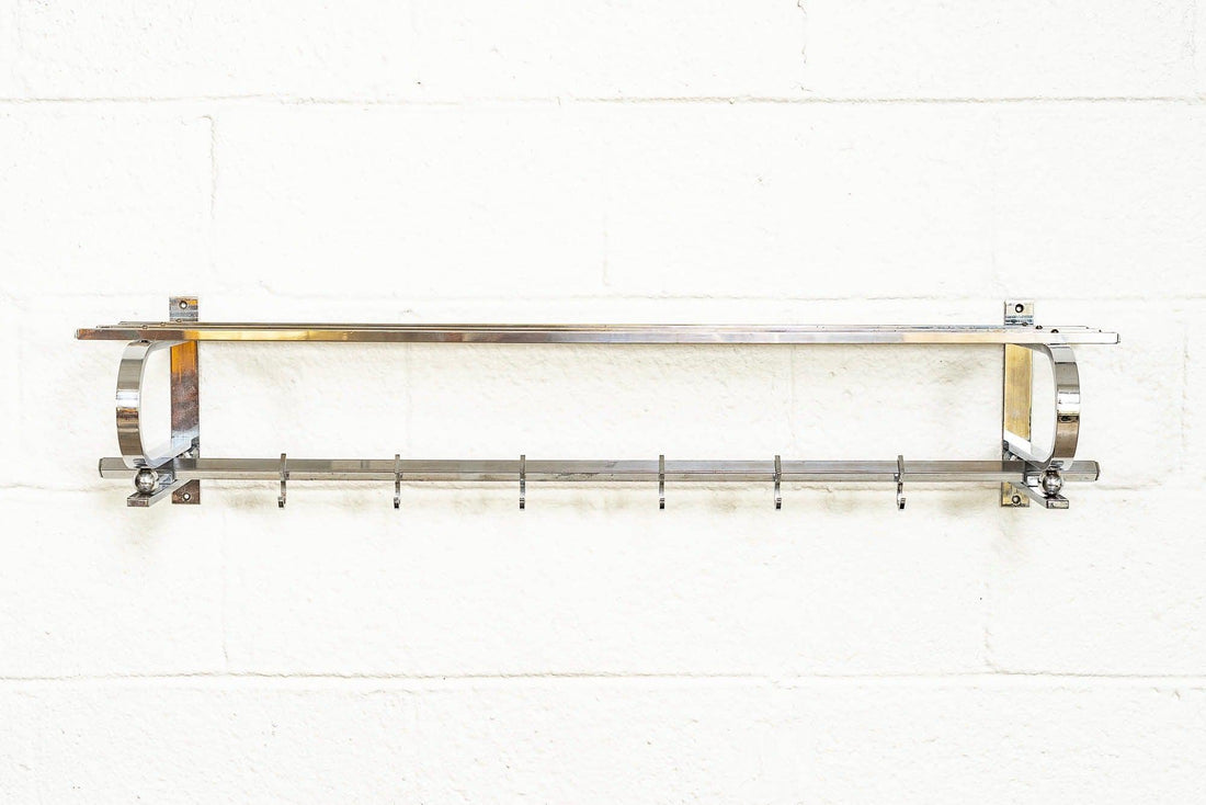 Vintage Antique Art Deco Bauhaus Chrome Coat & Hat Rack, 1930s