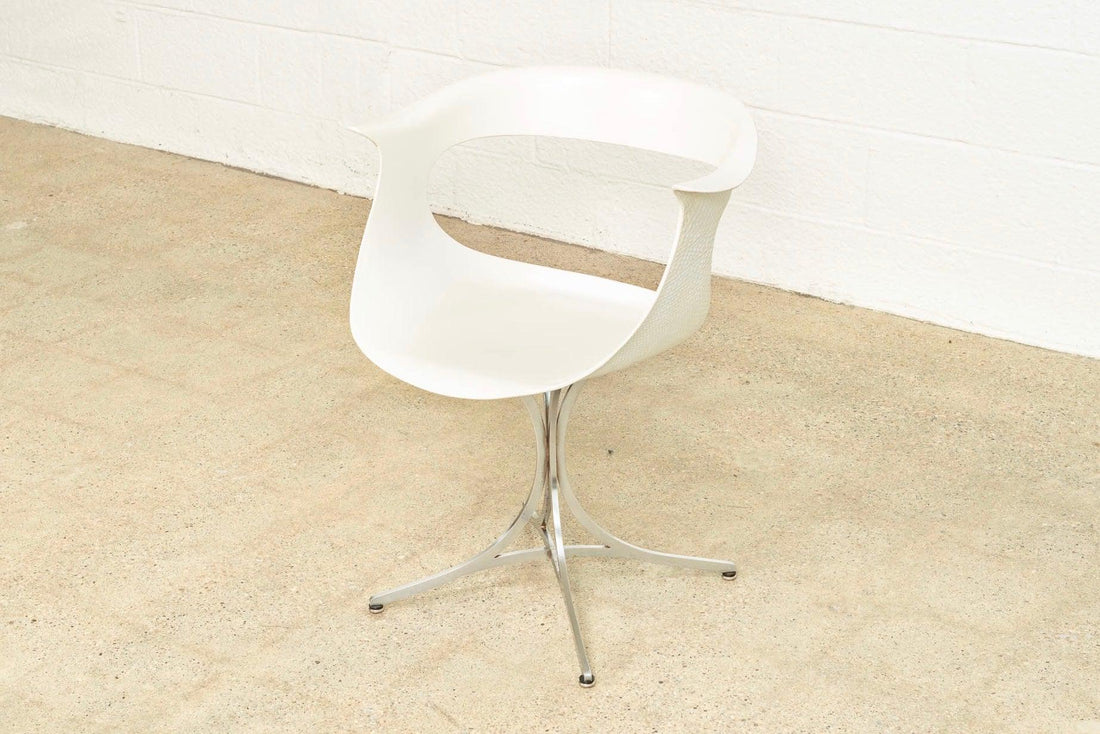 Vintage Mid Century Laverne White Lotus Arm Chair, 1950s